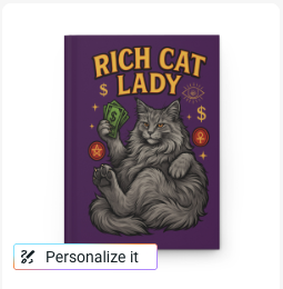 Rich Cat Lady — Hardcover Journal Matte